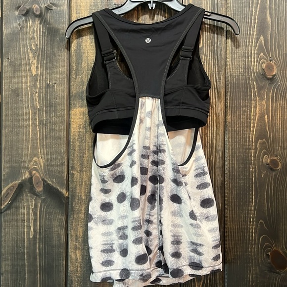 Lululemon Polka Dot Tank 6 Sports Bra Black White Athletic Pocket Racerback Gym‎ - Picture 5 of 8